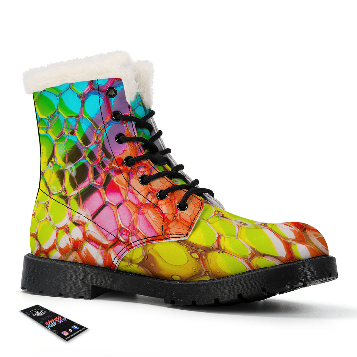 Bubble Soap Psychedelic Print Winter Boots-grizzshop