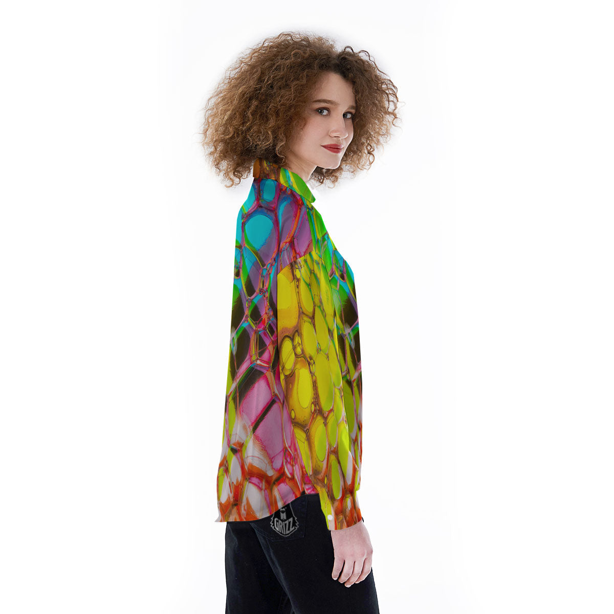 Bubble Soap Psychedelic Print Women's Long Sleeve Shirts-grizzshop