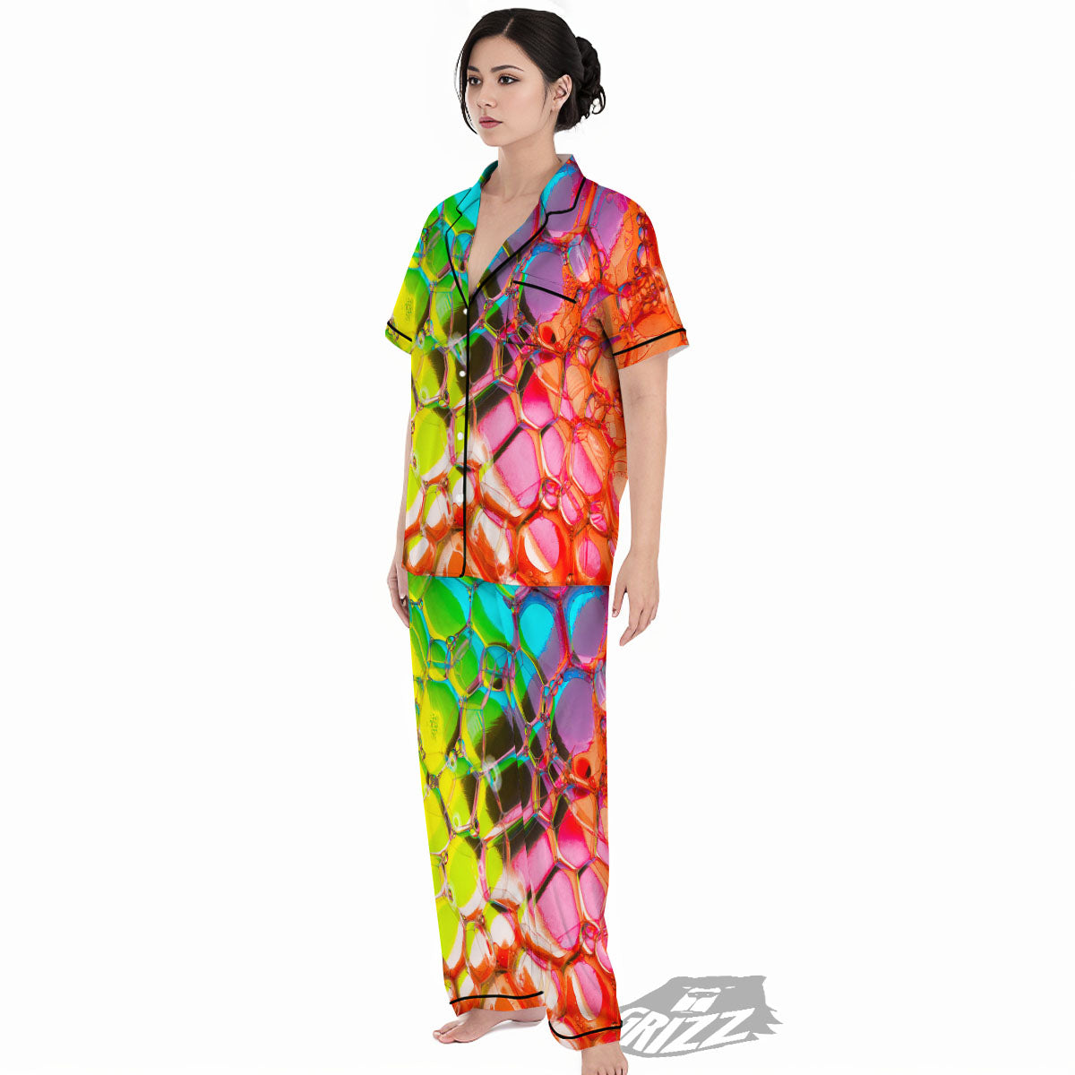 Bubble Soap Psychedelic Print Women's Pajamas Set-grizzshop