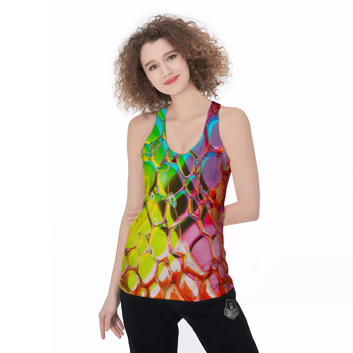 Bubble Soap Psychedelic Print Women's Racerback Tank Top-grizzshop