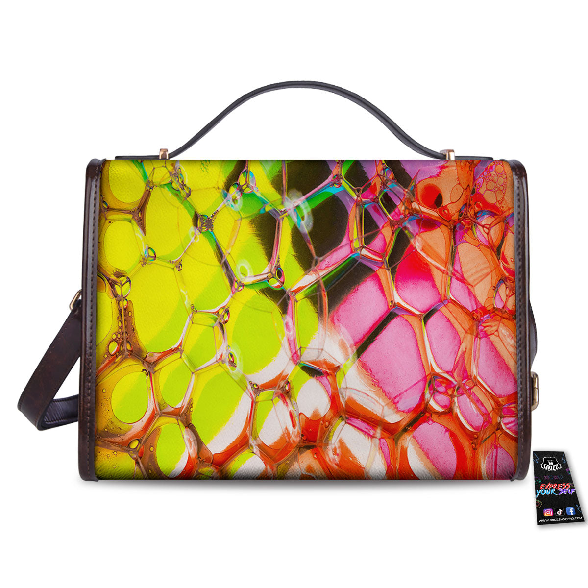 Bubble Soap Psychedelic Print Women's Satchel Bag-grizzshop