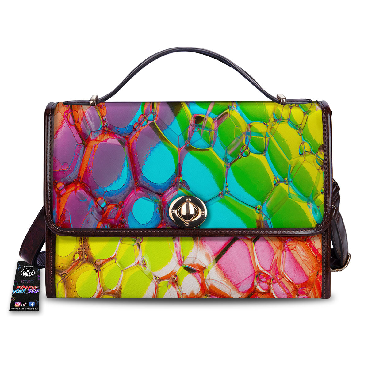 Bubble Soap Psychedelic Print Women's Satchel Bag-grizzshop