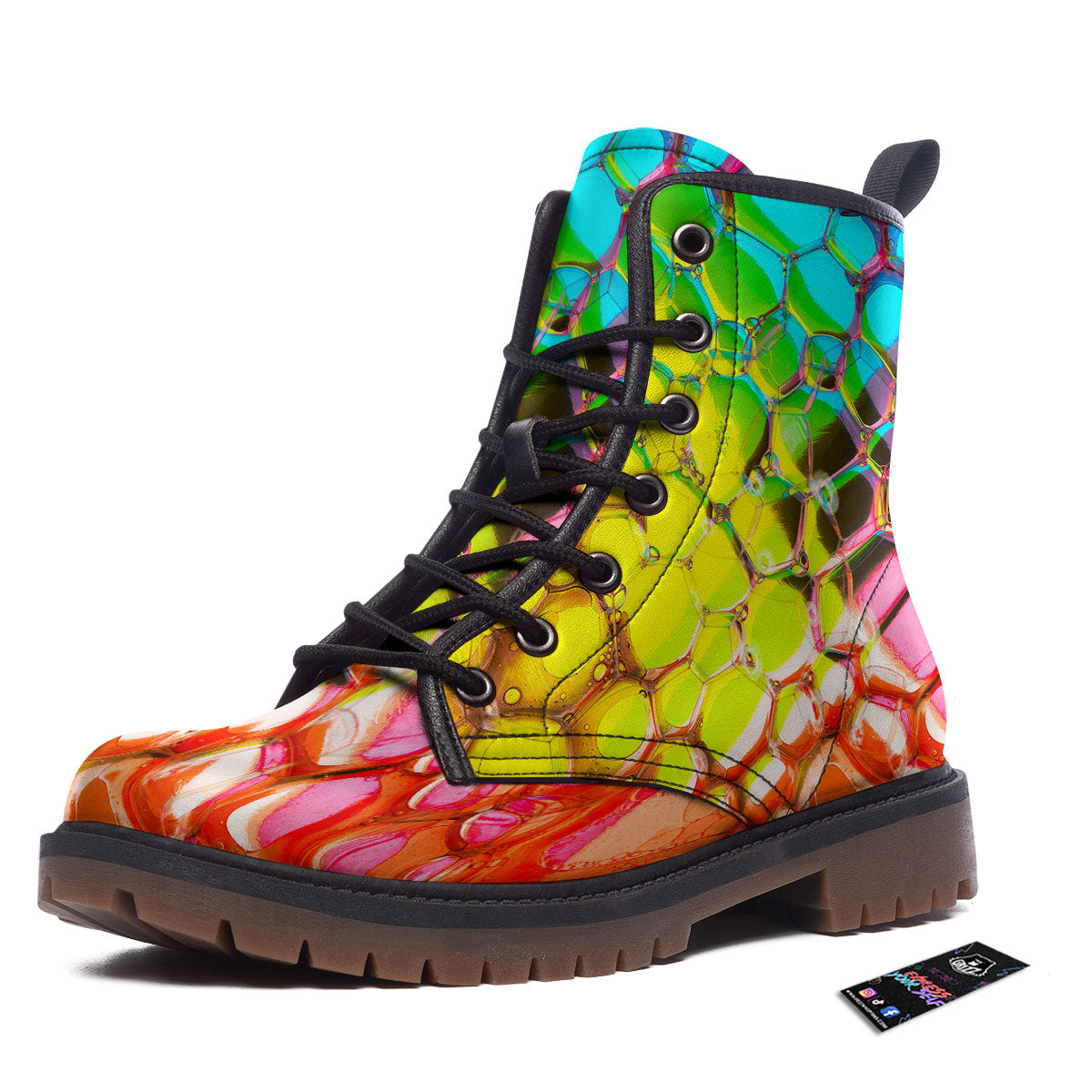 Bubble Soap Psychedelic Print Work Boots-grizzshop