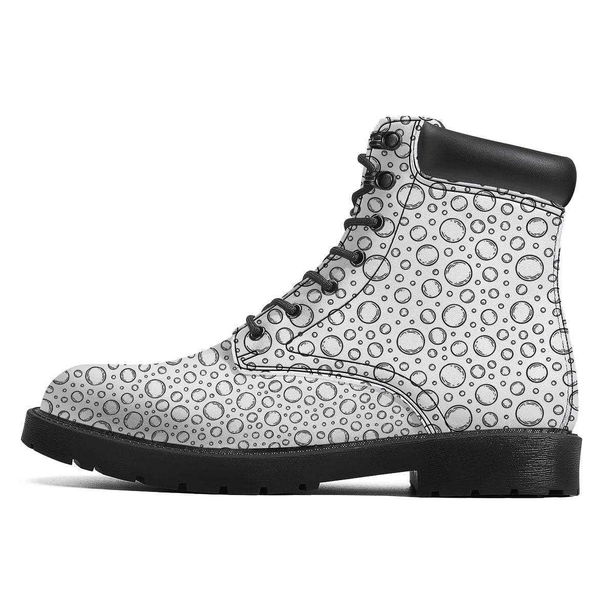 Bubble White And Black Print Pattern Boots-grizzshop