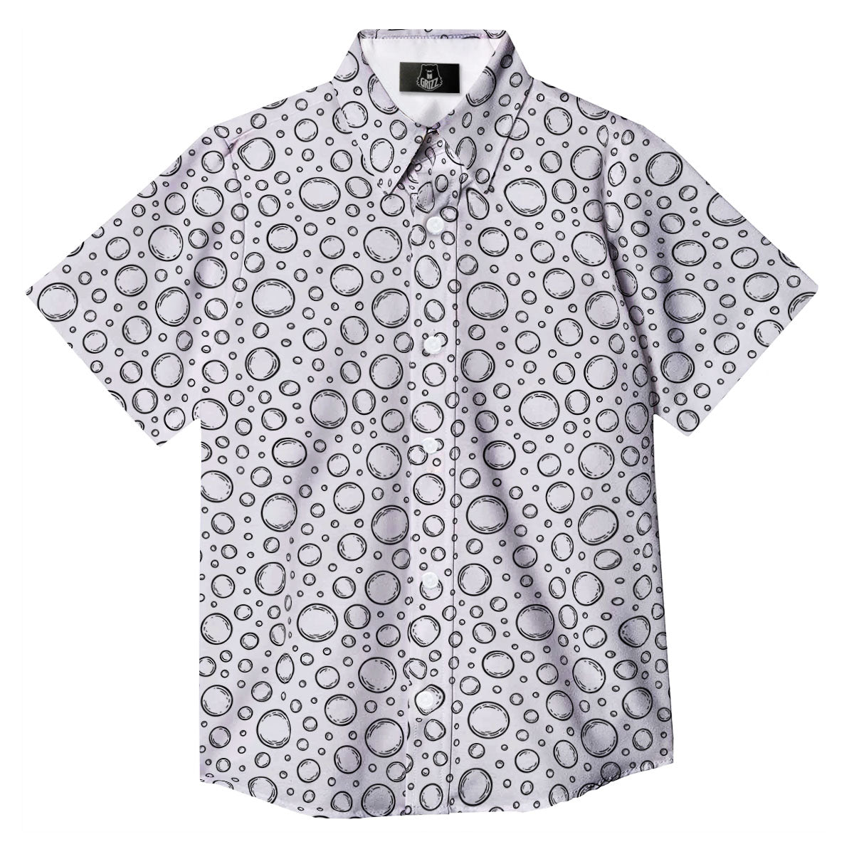 Bubble White And Black Print Pattern Button Up Shirt-grizzshop