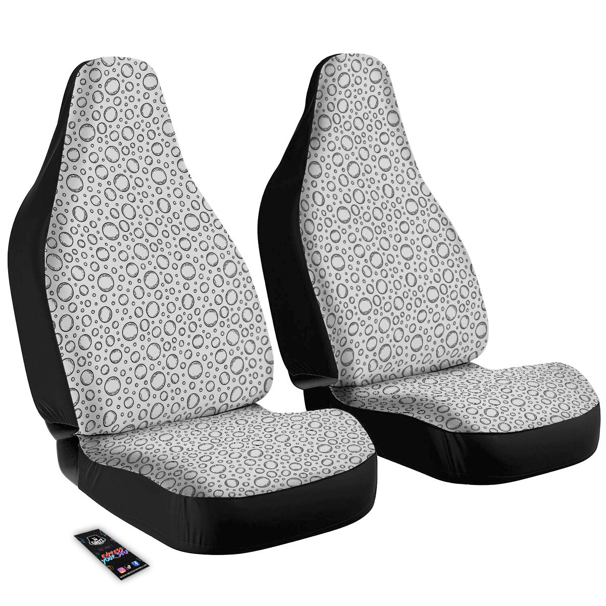 Bubble White And Black Print Pattern Car Seat Covers-grizzshop