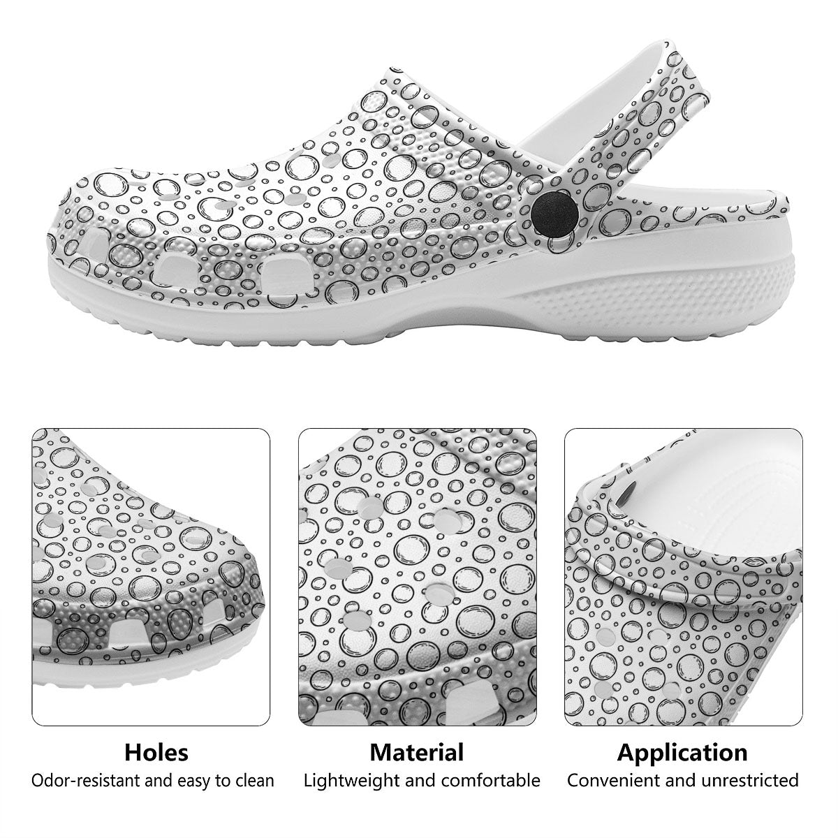 Bubble White And Black Print Pattern Clog-grizzshop