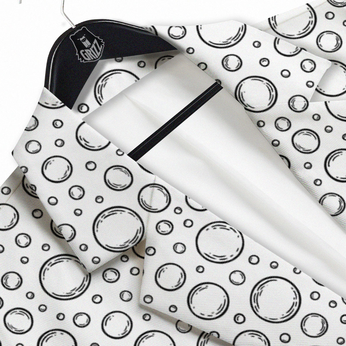 Bubble White And Black Print Pattern Men's Sport Coat-grizzshop