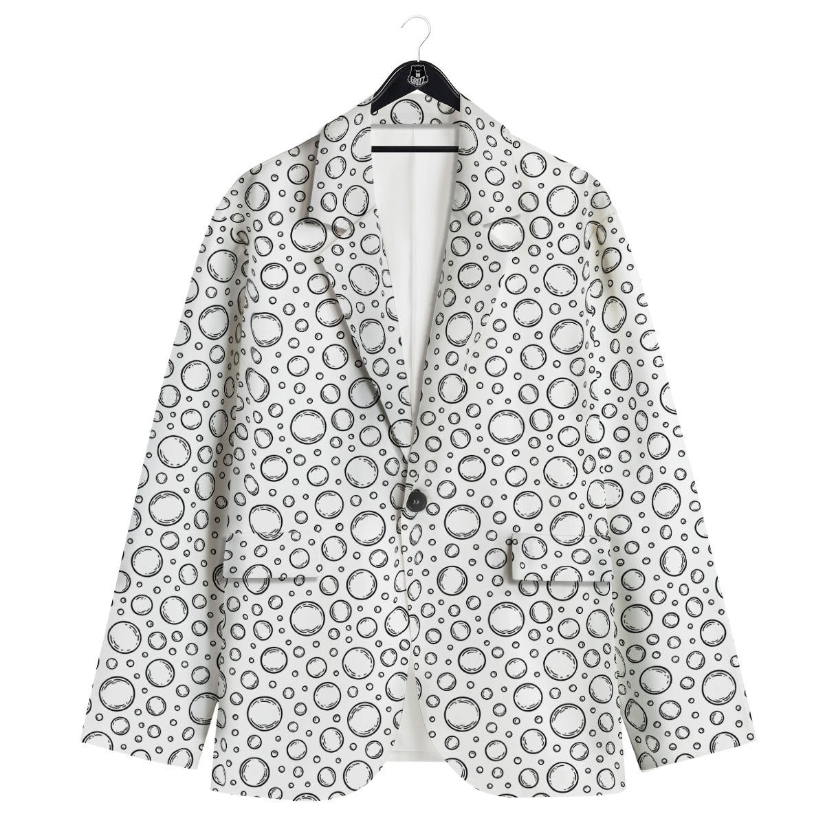 Bubble White And Black Print Pattern Men's Sport Coat-grizzshop