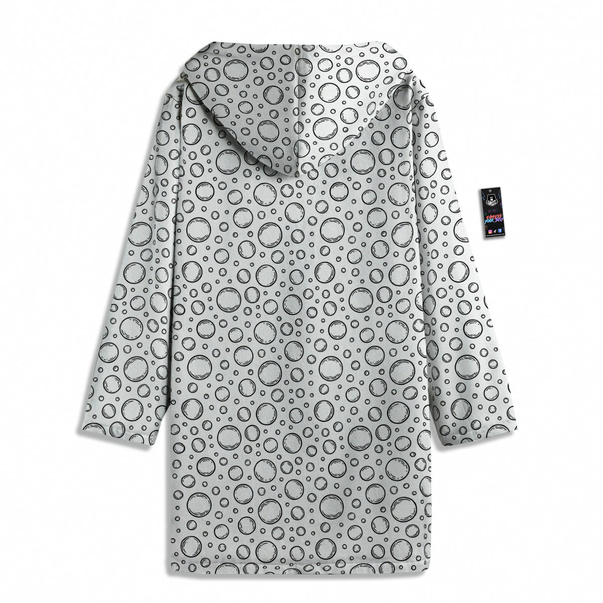 Bubble White And Black Print Pattern Men's Windbreaker Jacket-grizzshop