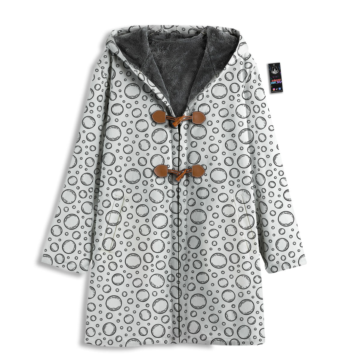 Bubble White And Black Print Pattern Men's Windbreaker Jacket-grizzshop