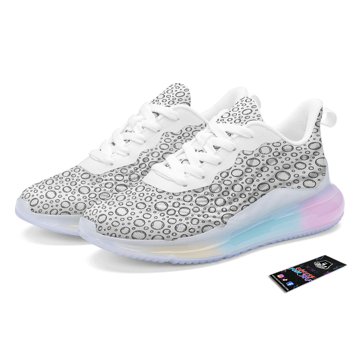 Bubble White And Black Print Pattern Running Sneakers-grizzshop