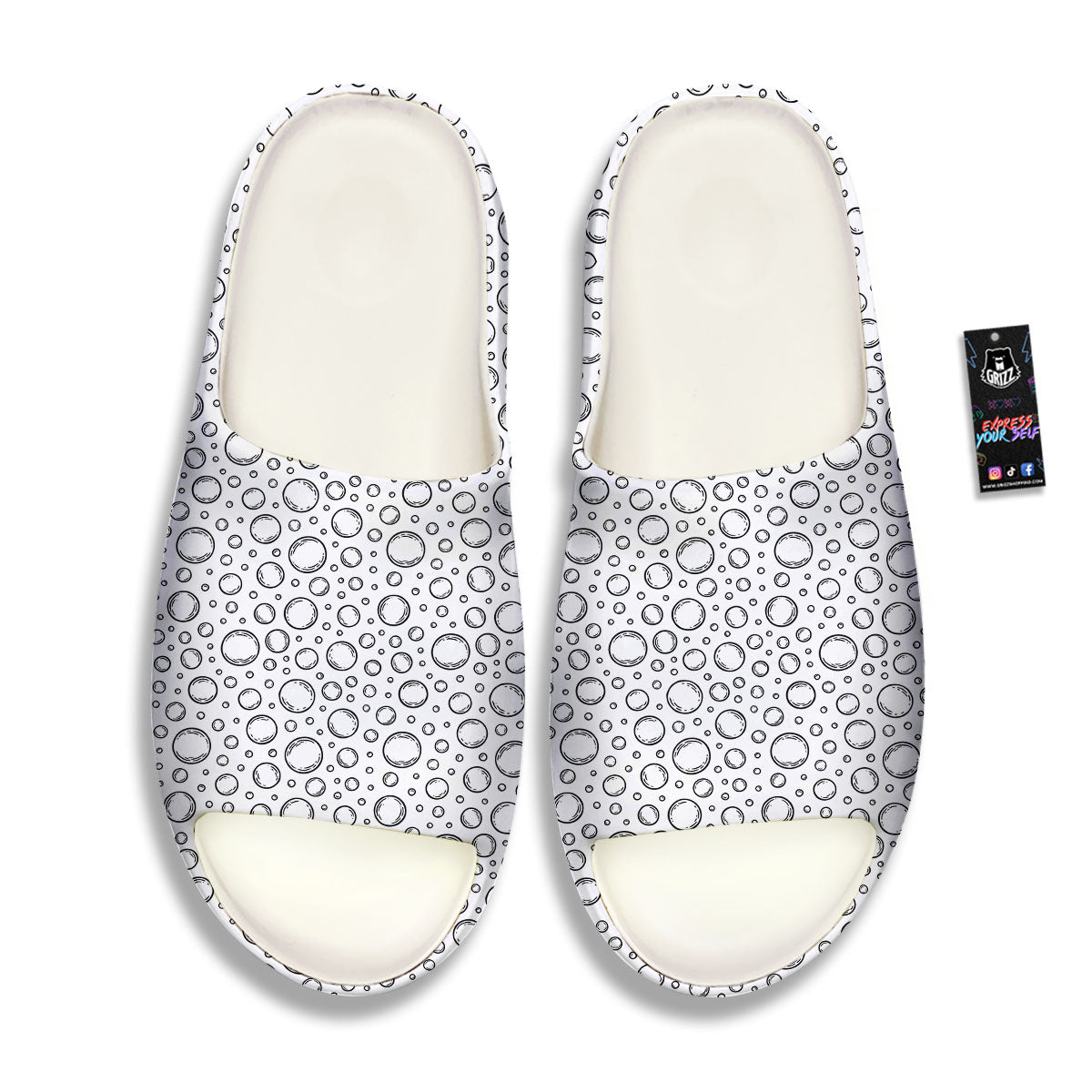 Bubble White And Black Print Pattern Sandals-grizzshop