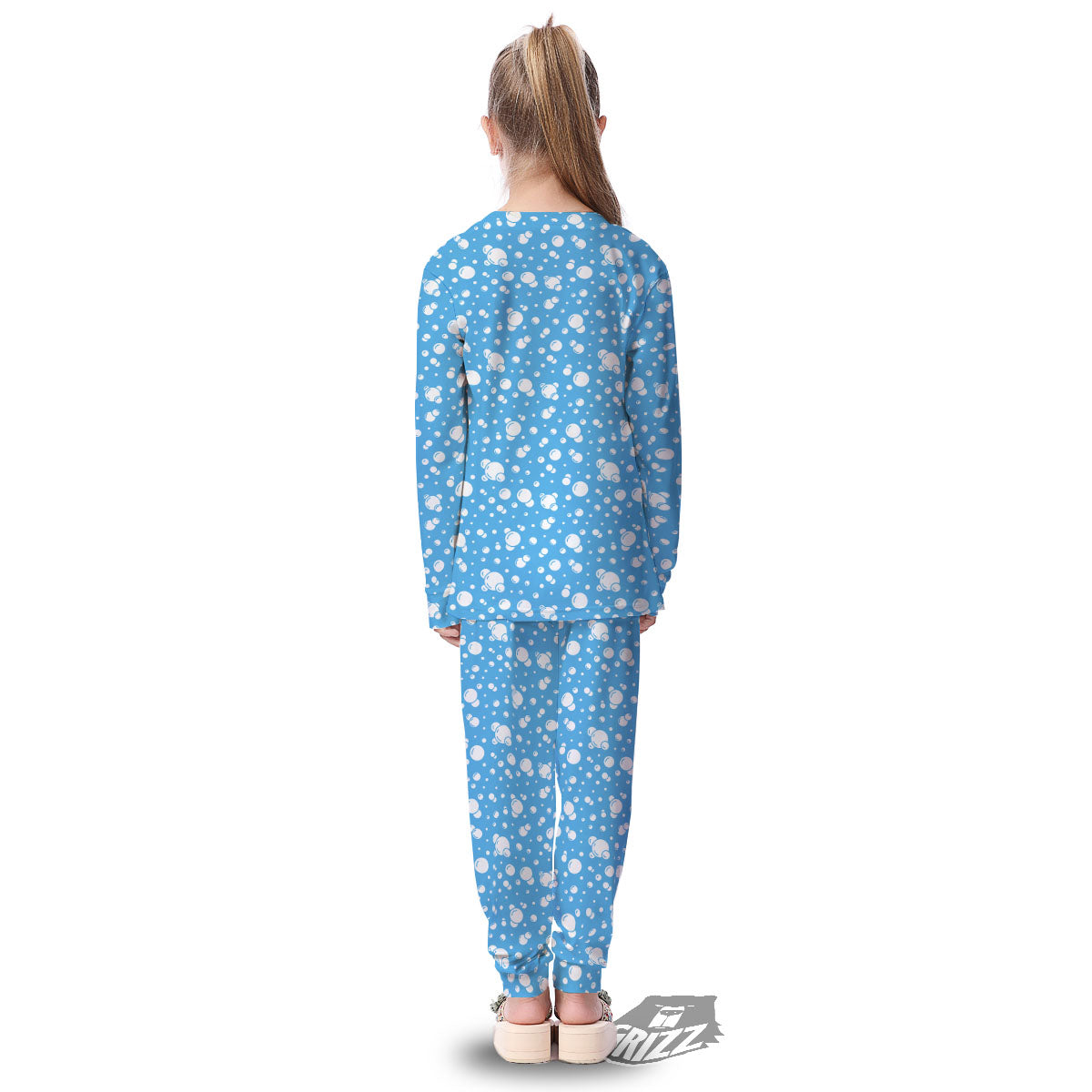 Bubble White And Blue Print Pattern Kid's Pajamas-grizzshop