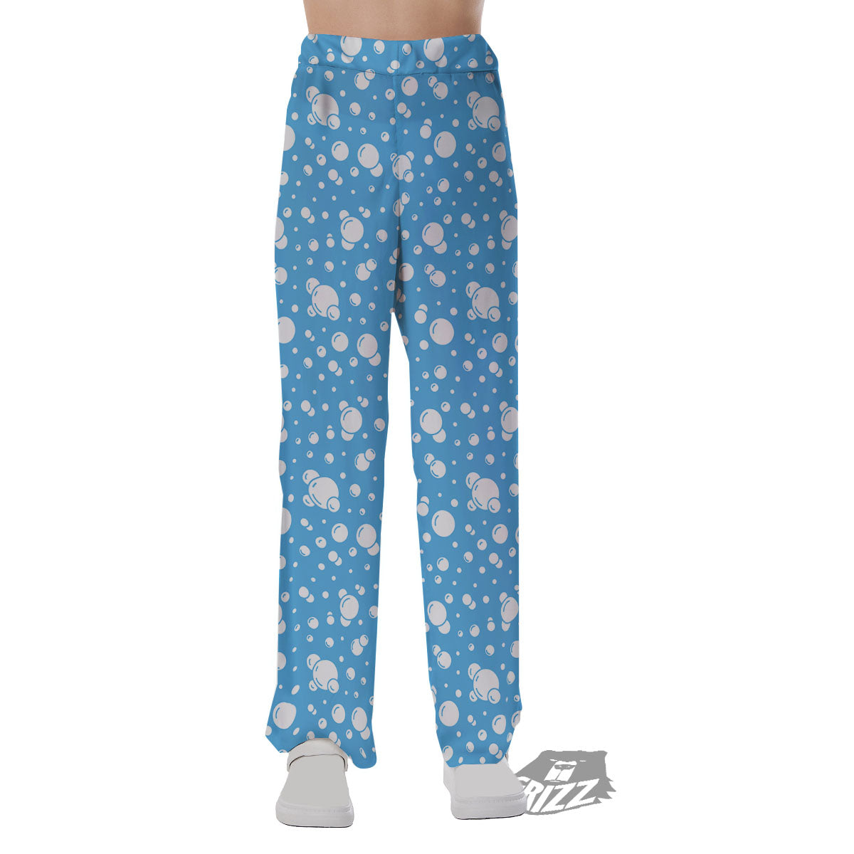 Bubble White And Blue Print Pattern Pajama Pants-grizzshop