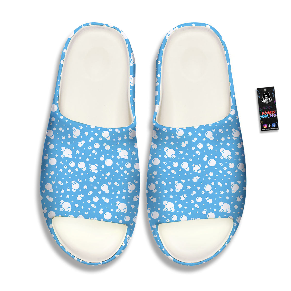 Bubble White And Blue Print Pattern Sandals-grizzshop