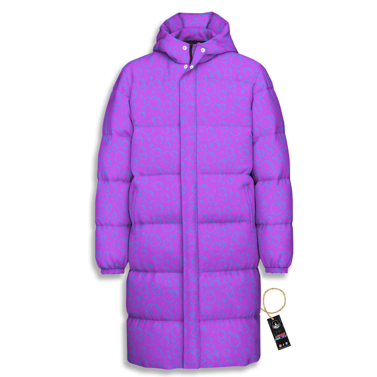 Bubble Purple Print Pattern Long Down Jacket
