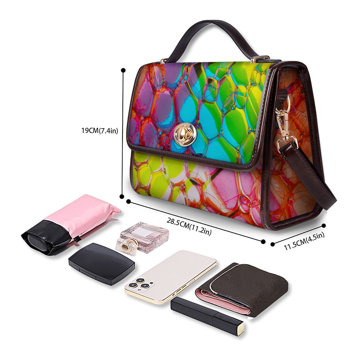 Bubble Soap Psychedelic Print Women's Satchel Bag