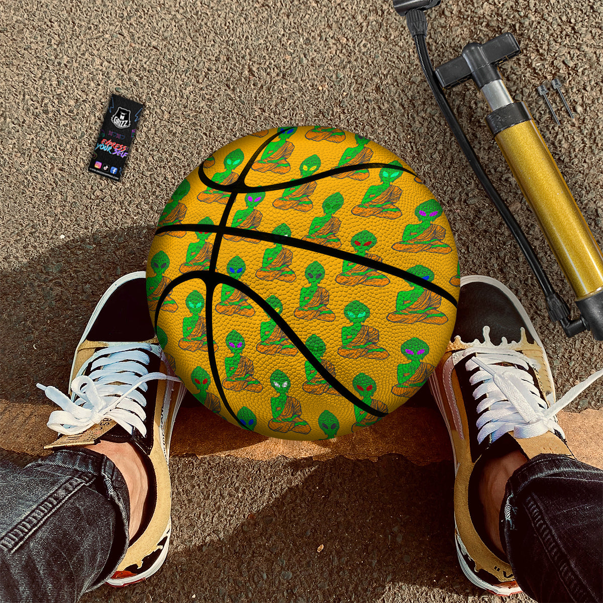Buddha Alien Psychedelic Print Pattern Basketball-grizzshop
