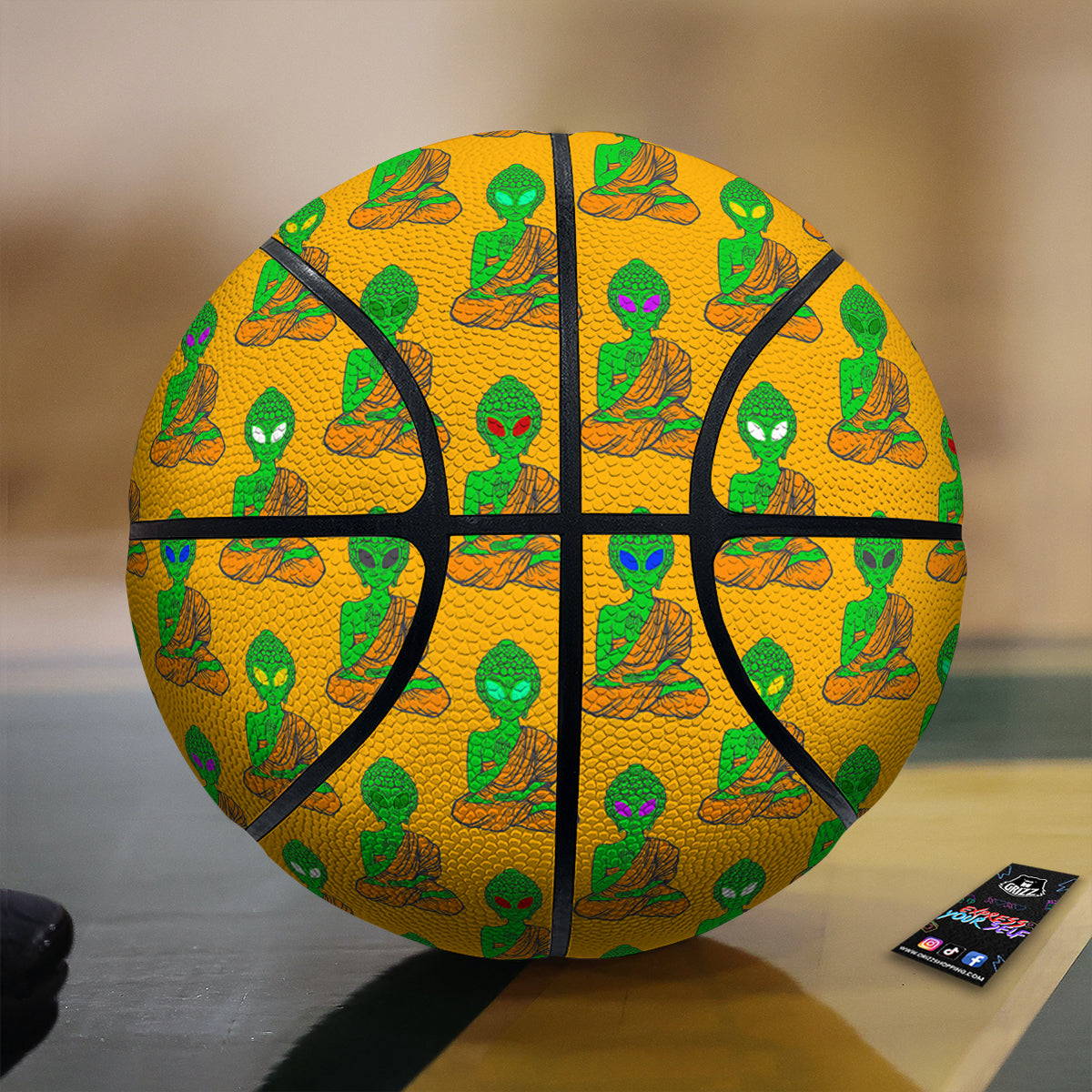 Buddha Alien Psychedelic Print Pattern Basketball-grizzshop