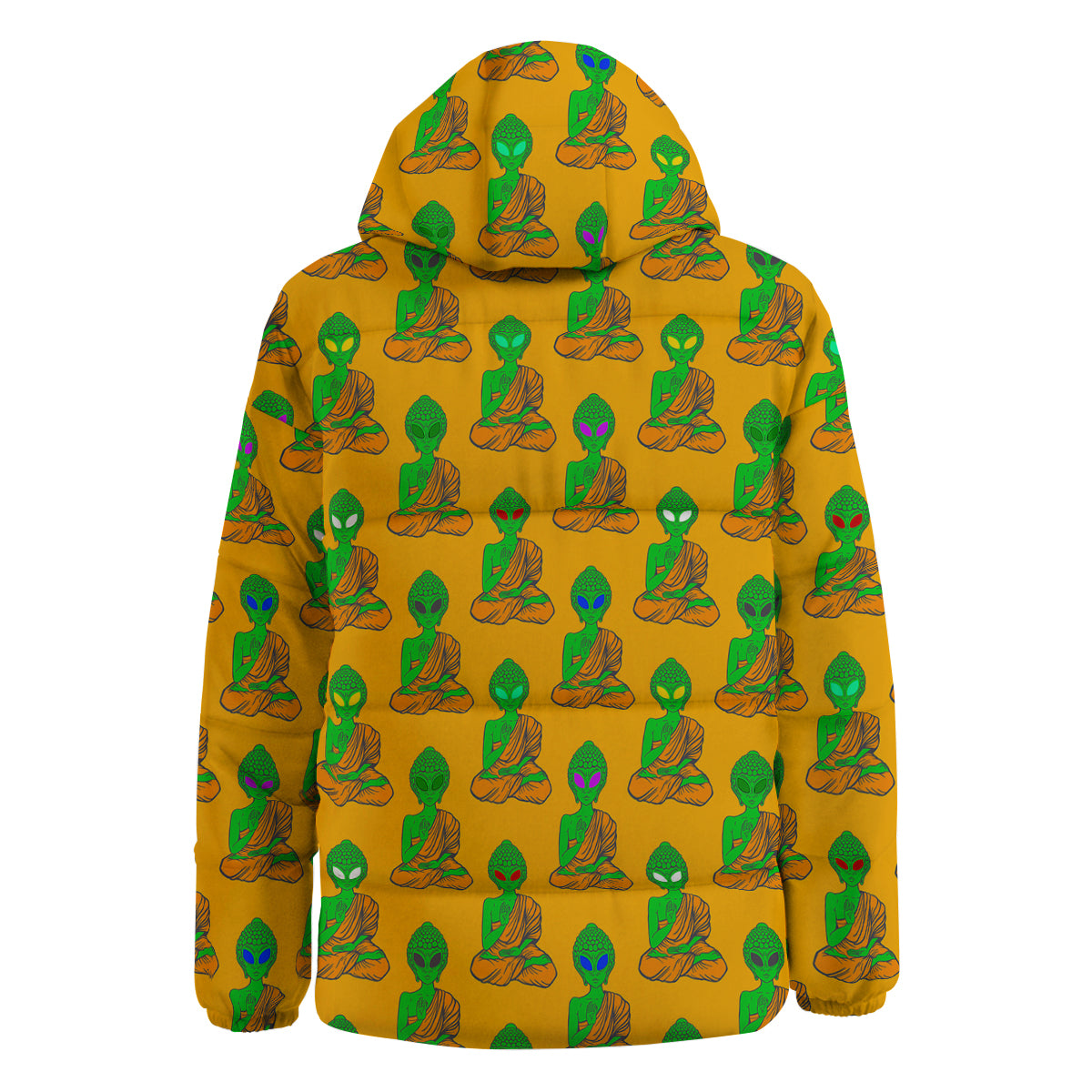 Buddha Alien Psychedelic Print Pattern Down Jacket-grizzshop