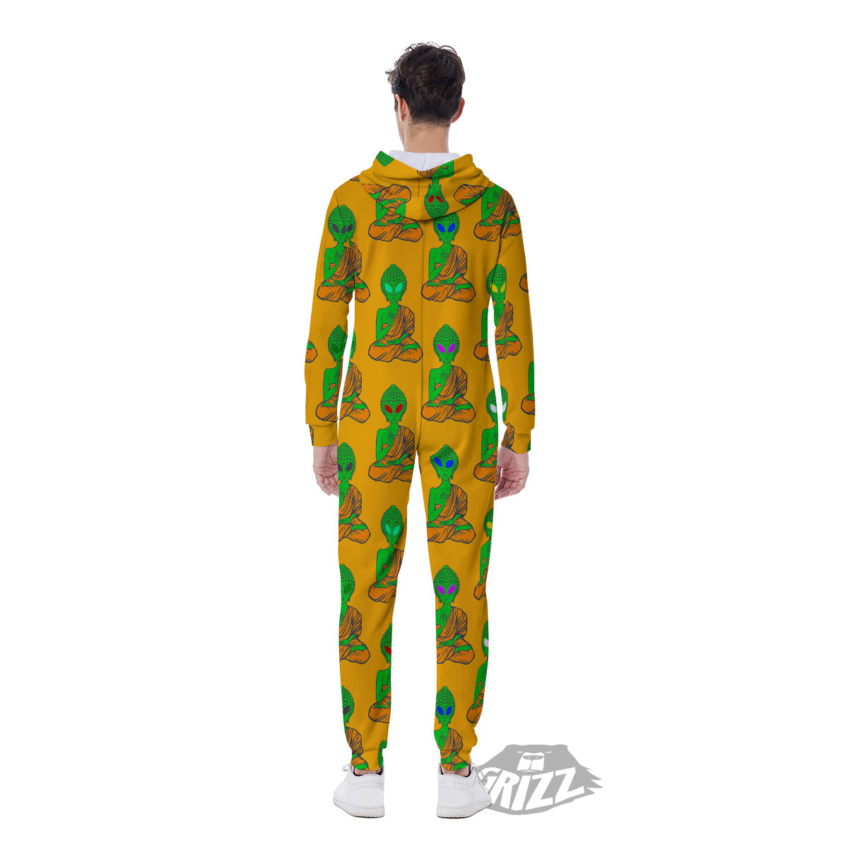 Buddha Alien Psychedelic Print Pattern Men's Jumpsuit-grizzshop