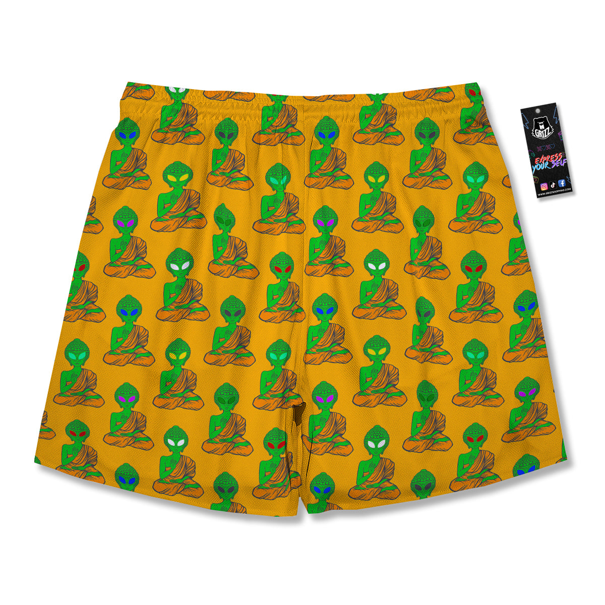 Buddha Alien Psychedelic Print Pattern Men's Running Shorts-grizzshop