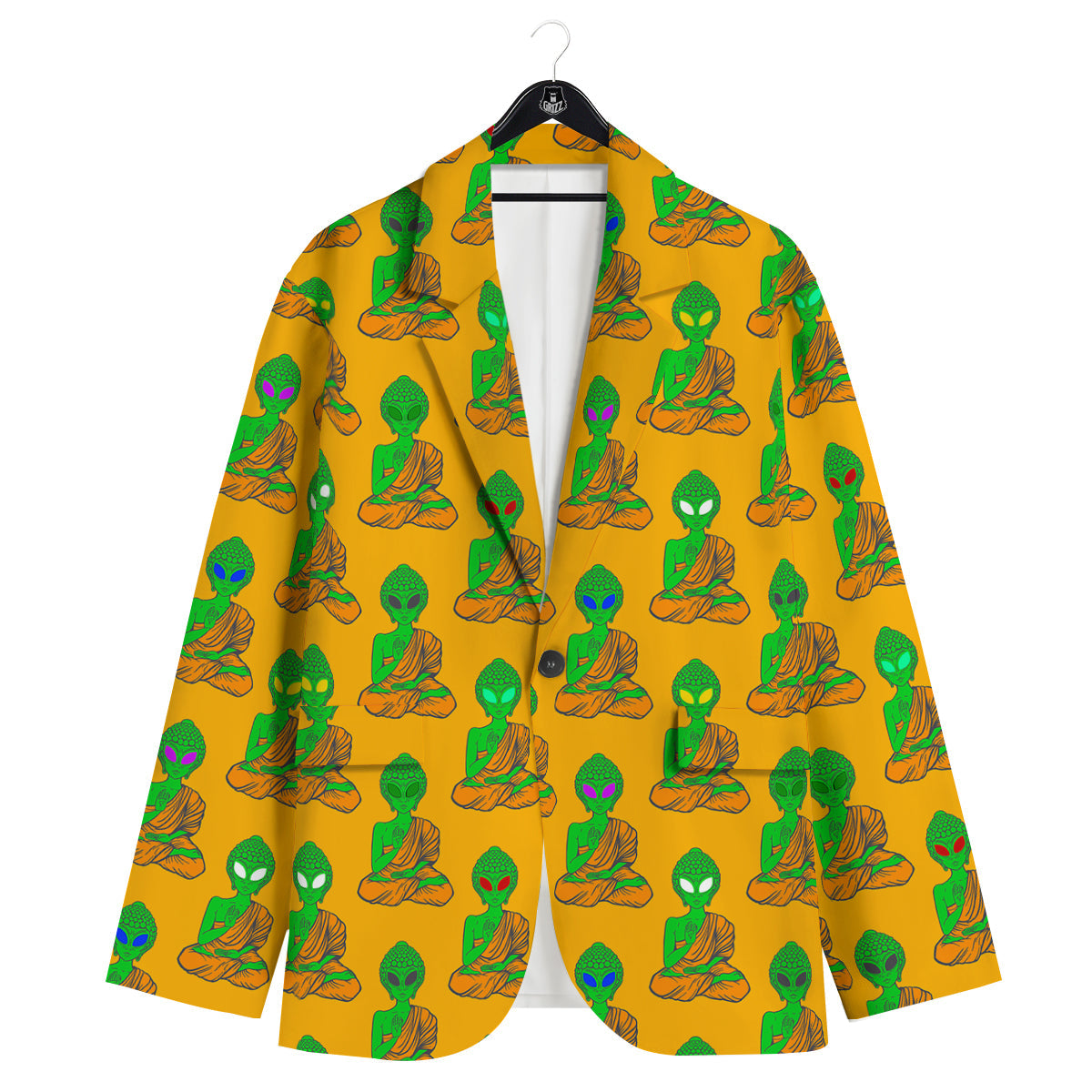 Buddha Alien Psychedelic Print Pattern Men's Sport Coat-grizzshop