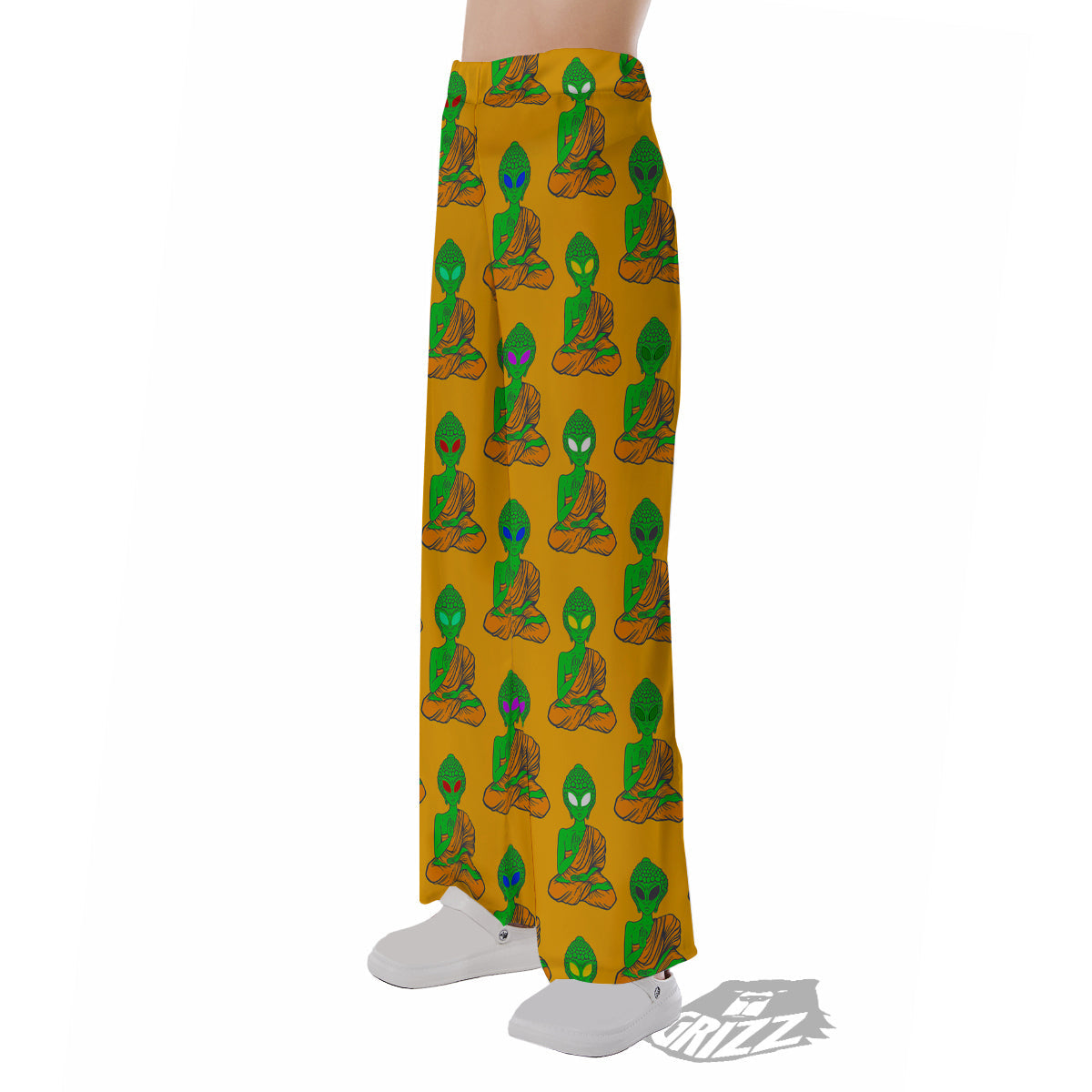 Buddha Alien Psychedelic Print Pattern Pajama Pants-grizzshop