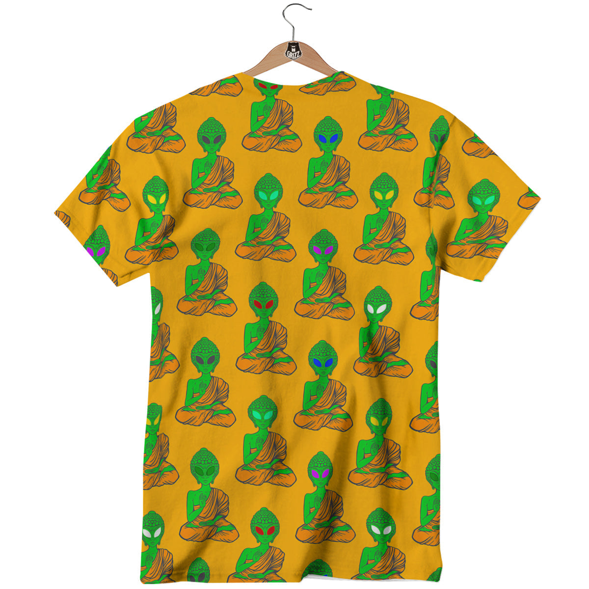 Buddha Alien Psychedelic Print Pattern T-Shirt-grizzshop