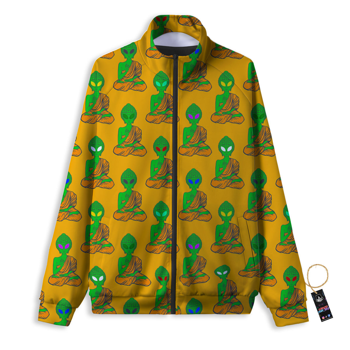 Buddha Alien Psychedelic Print Pattern Track Jacket-grizzshop
