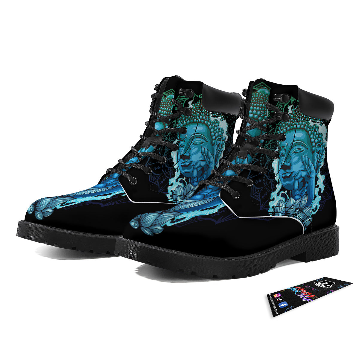 Buddha Blue Print Boots-grizzshop