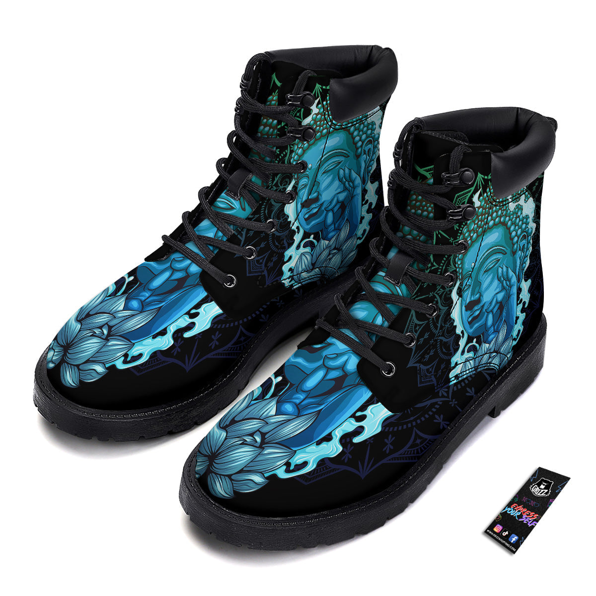 Buddha Blue Print Boots-grizzshop
