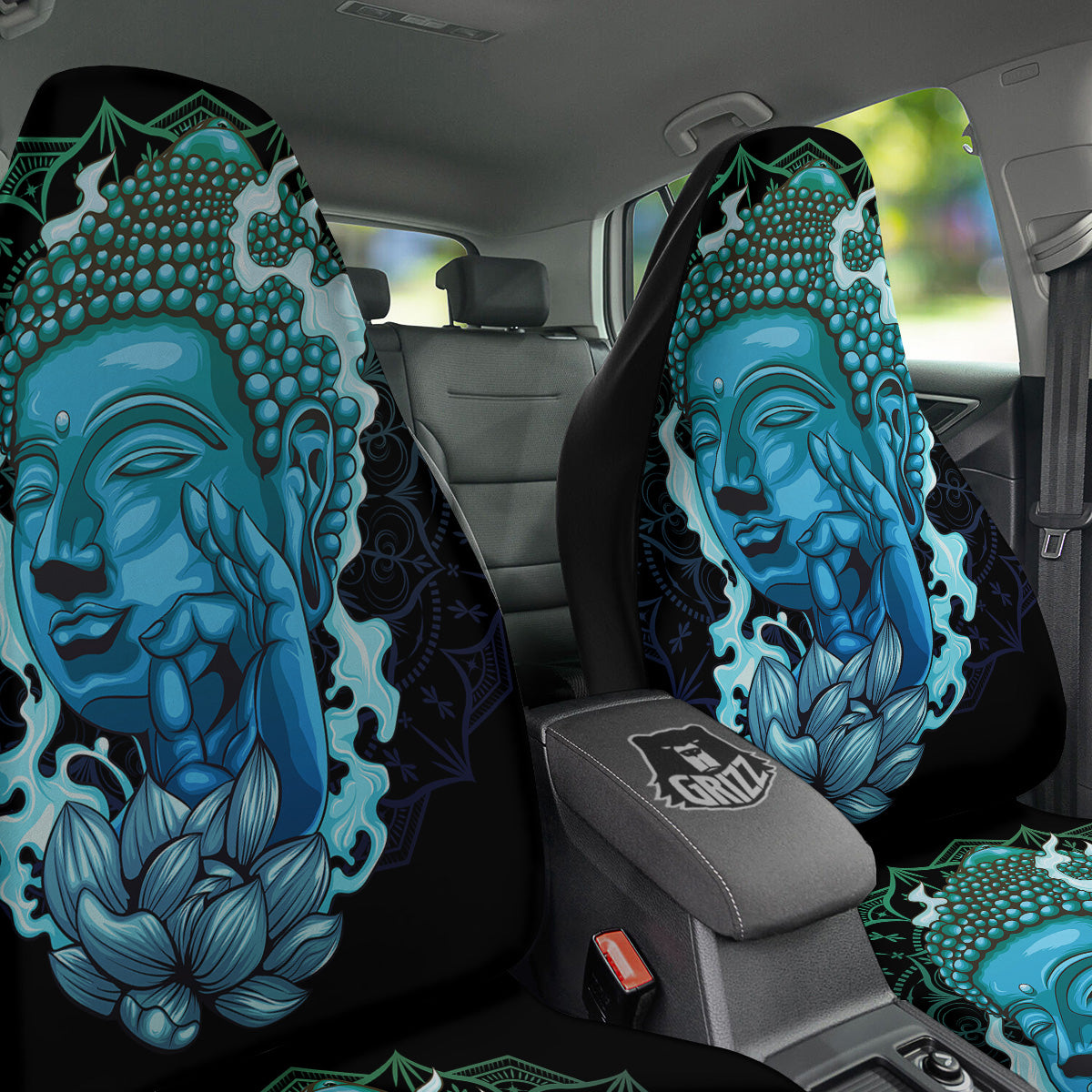Buddha Blue Print Car Seat Covers-grizzshop