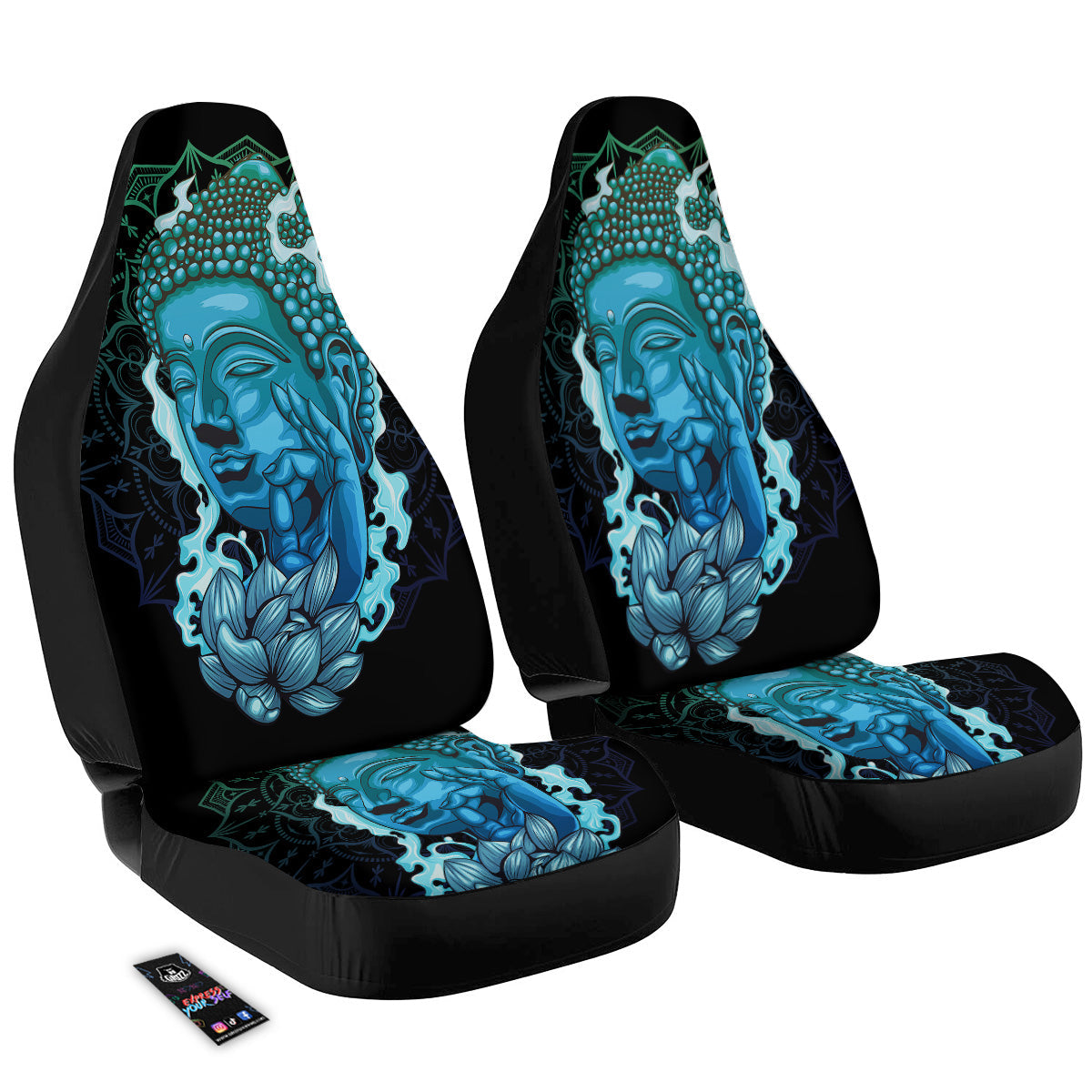 Buddha Blue Print Car Seat Covers-grizzshop