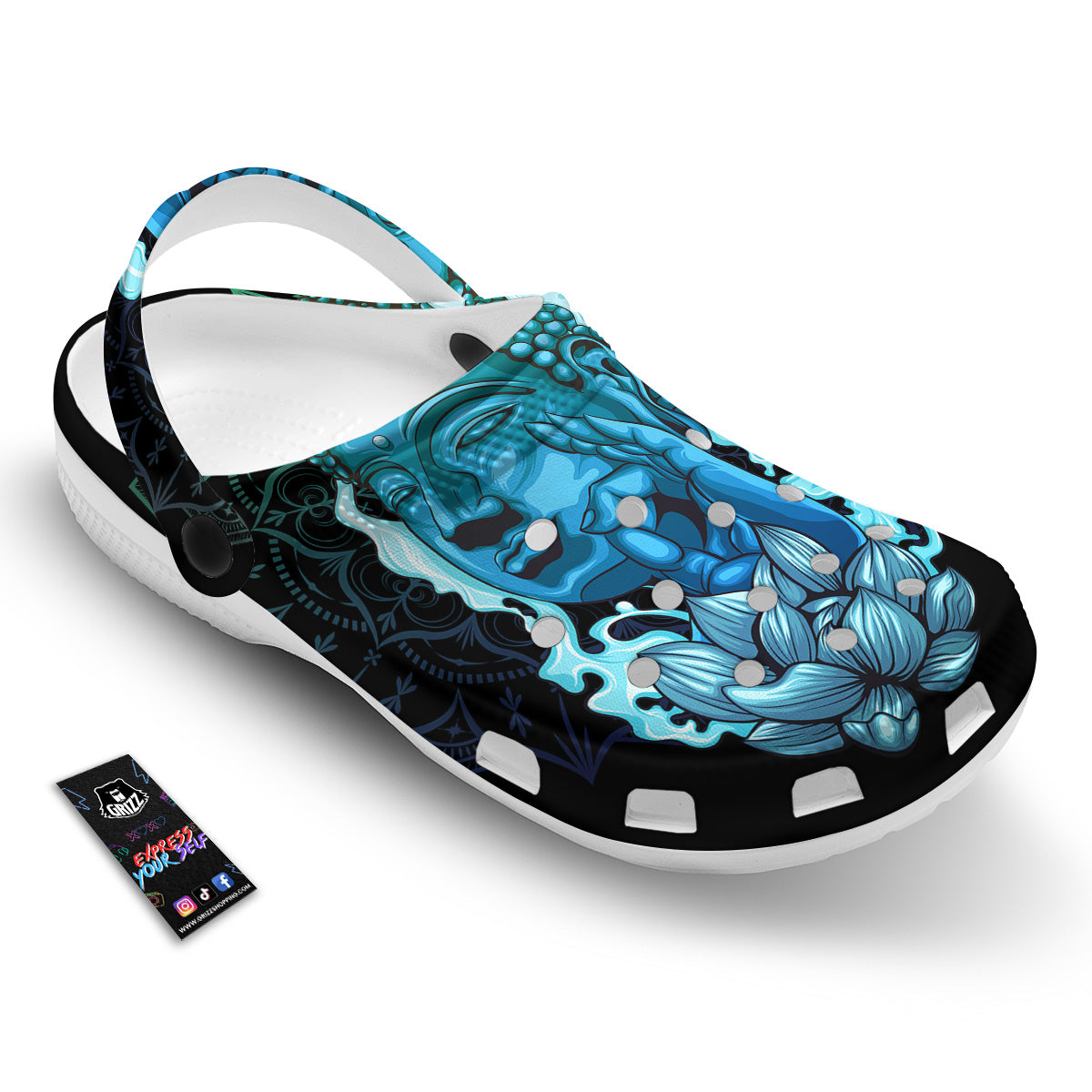Buddha Blue Print Clog-grizzshop