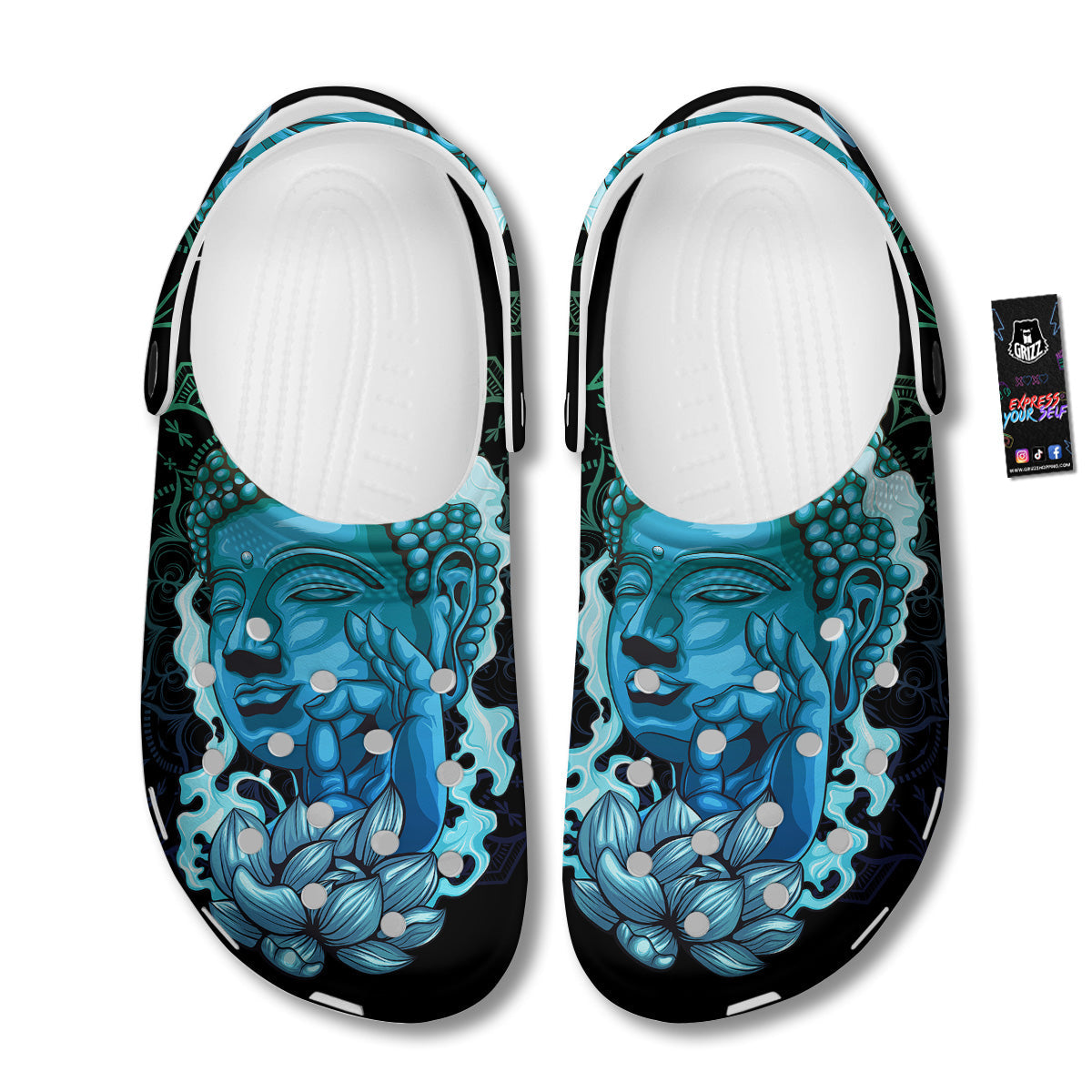 Buddha Blue Print Clog-grizzshop