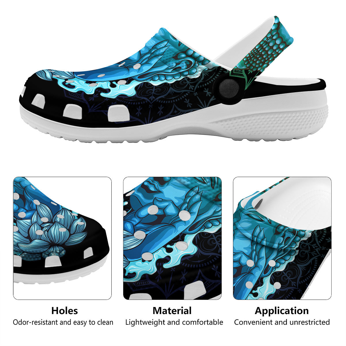 Buddha Blue Print Clog-grizzshop