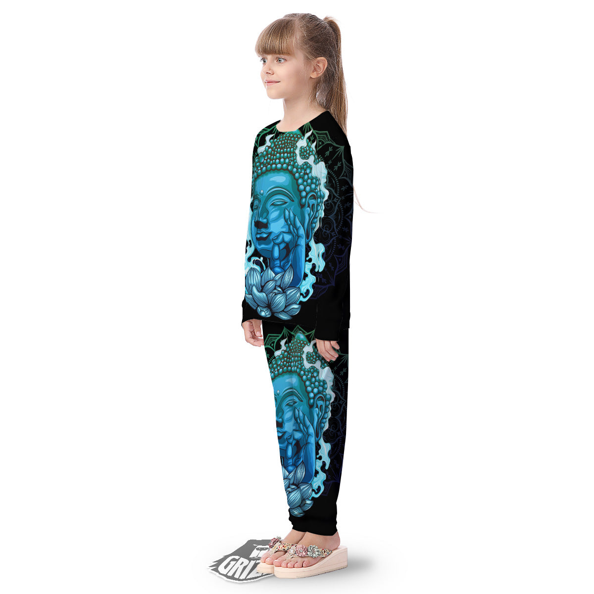 Buddha Blue Print Kid's Pajamas-grizzshop