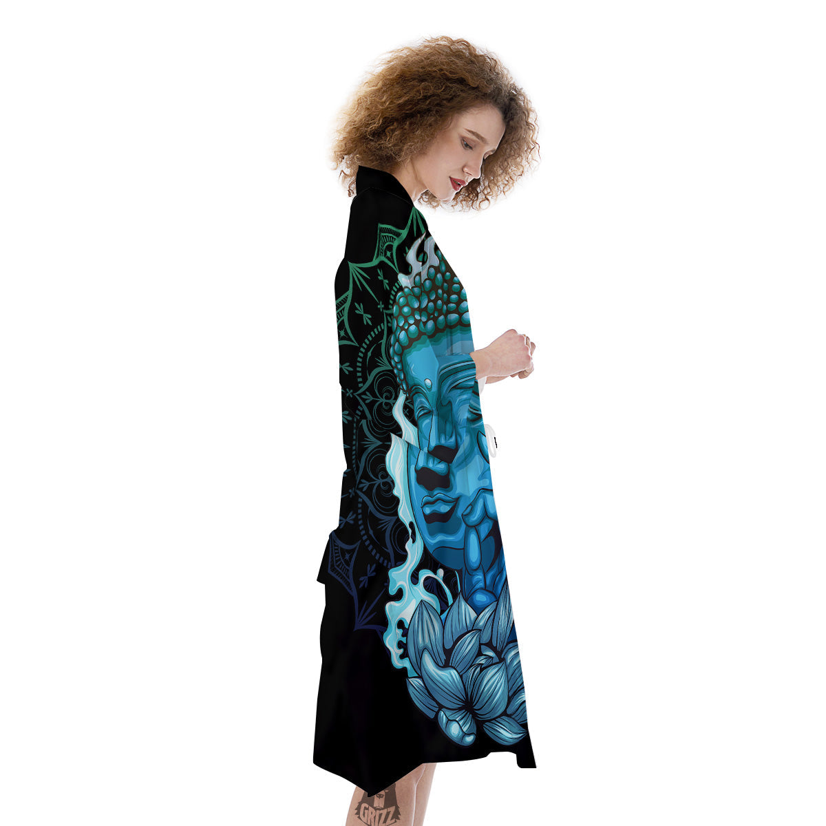 Buddha Blue Print Kimono-grizzshop