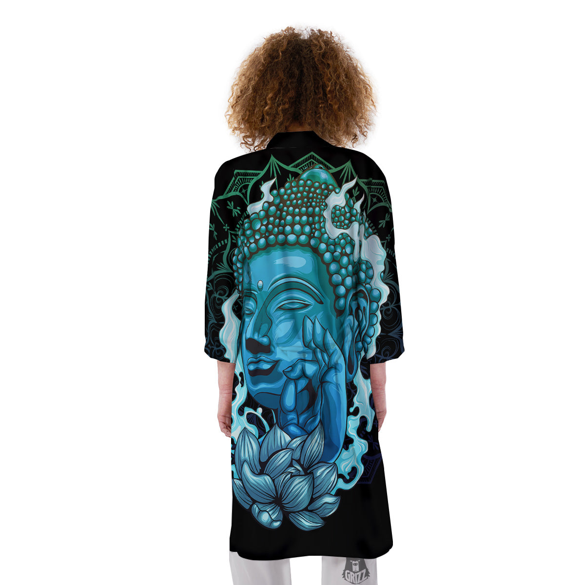 Buddha Blue Print Kimono-grizzshop