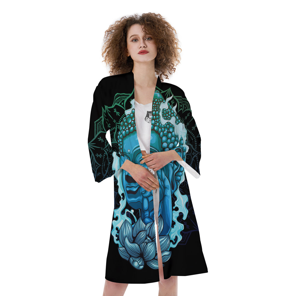 Buddha Blue Print Kimono-grizzshop