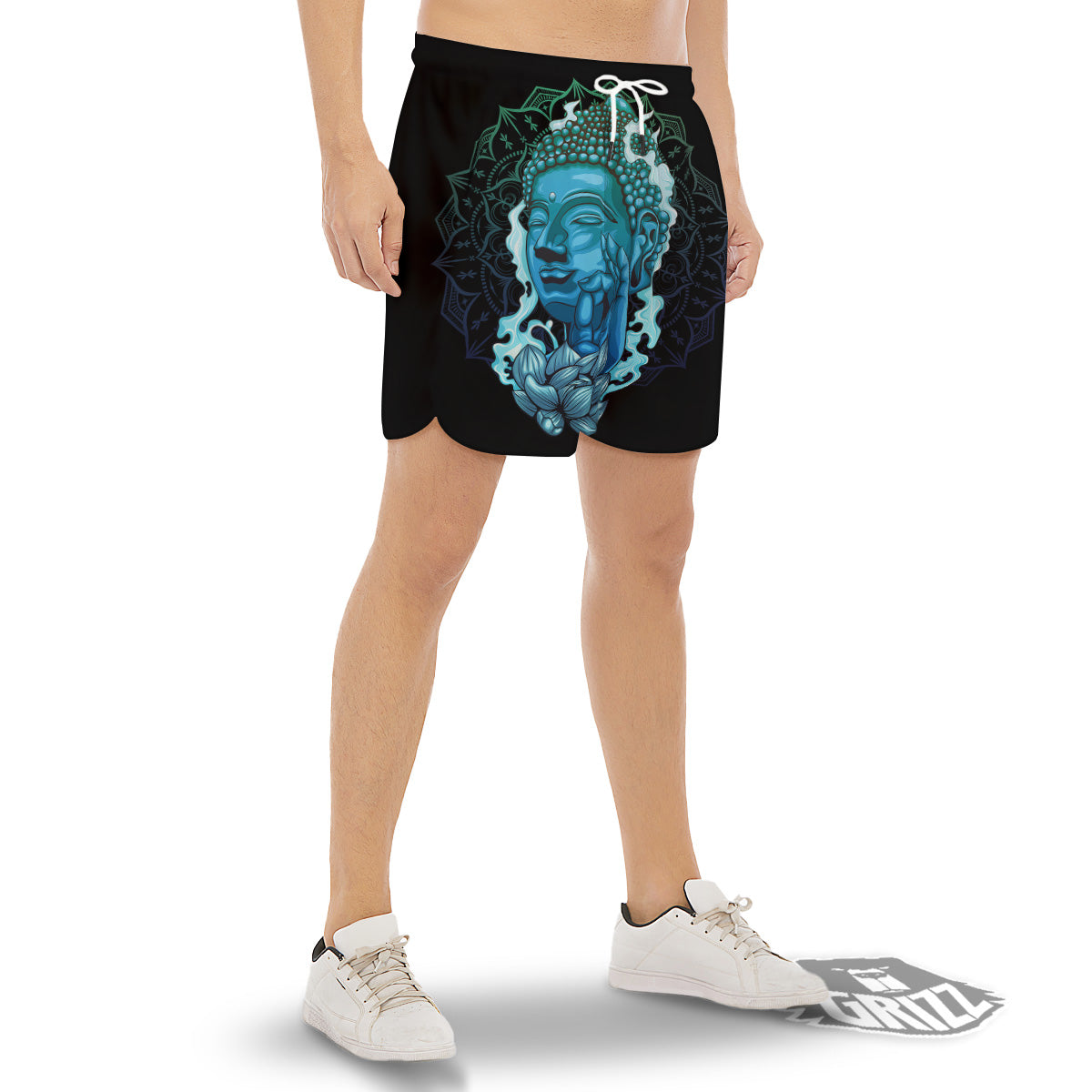Buddha Blue Print Men's Gym Shorts-grizzshop