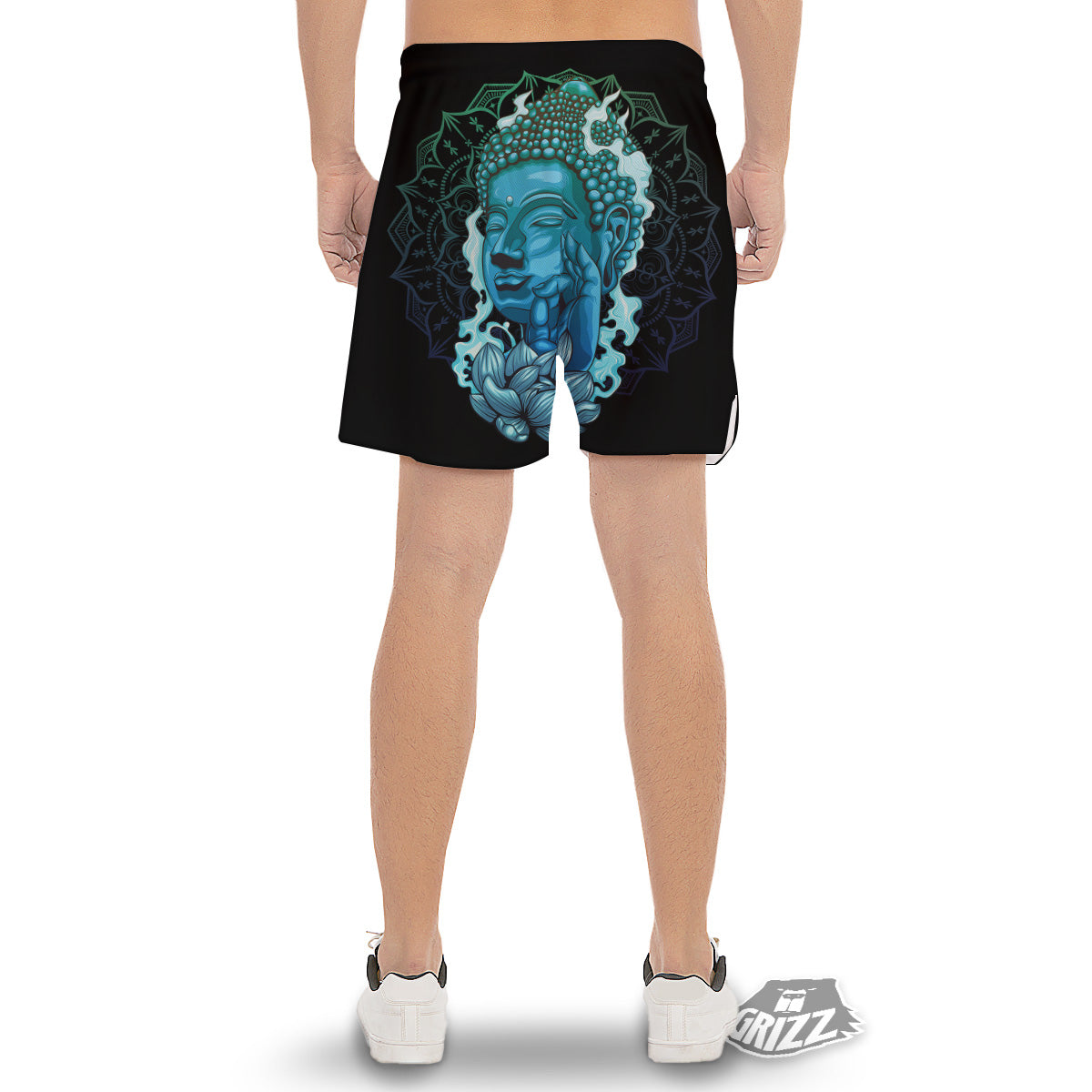 Buddha Blue Print Men's Gym Shorts-grizzshop