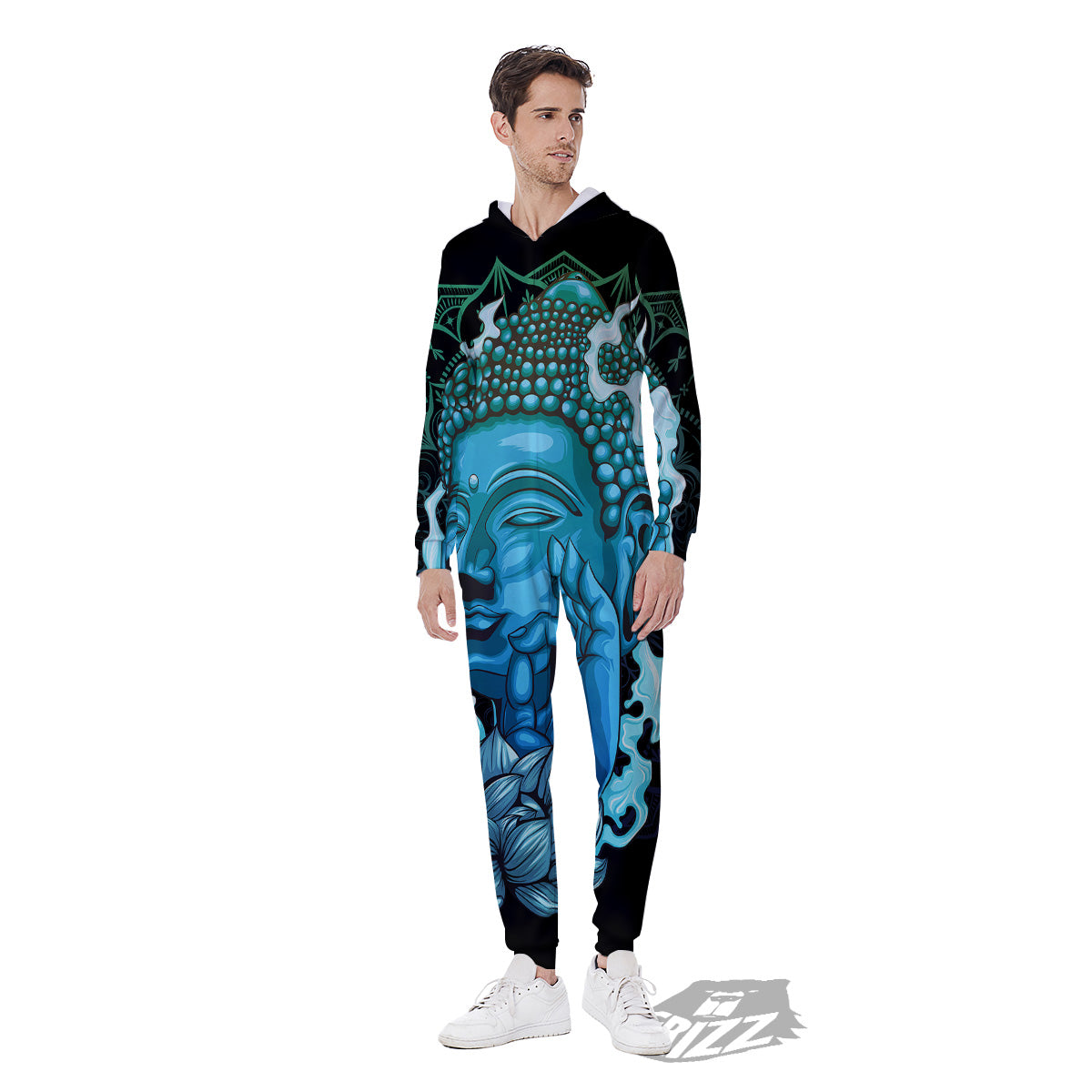 Buddha Blue Print Men's Jumpsuit-grizzshop