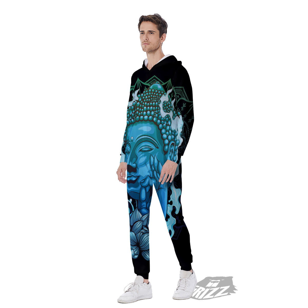 Buddha Blue Print Men's Jumpsuit-grizzshop
