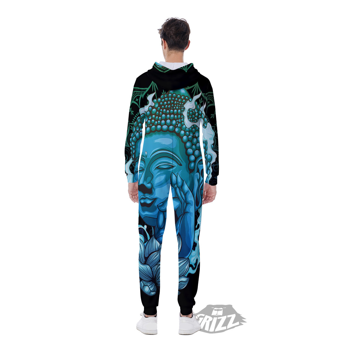 Buddha Blue Print Men's Jumpsuit-grizzshop