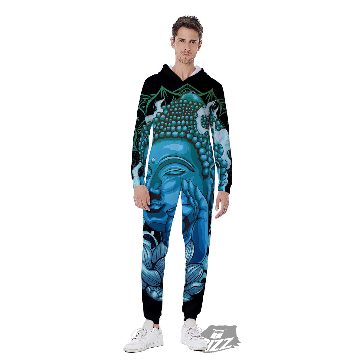 Buddha Blue Print Men's Jumpsuit-grizzshop