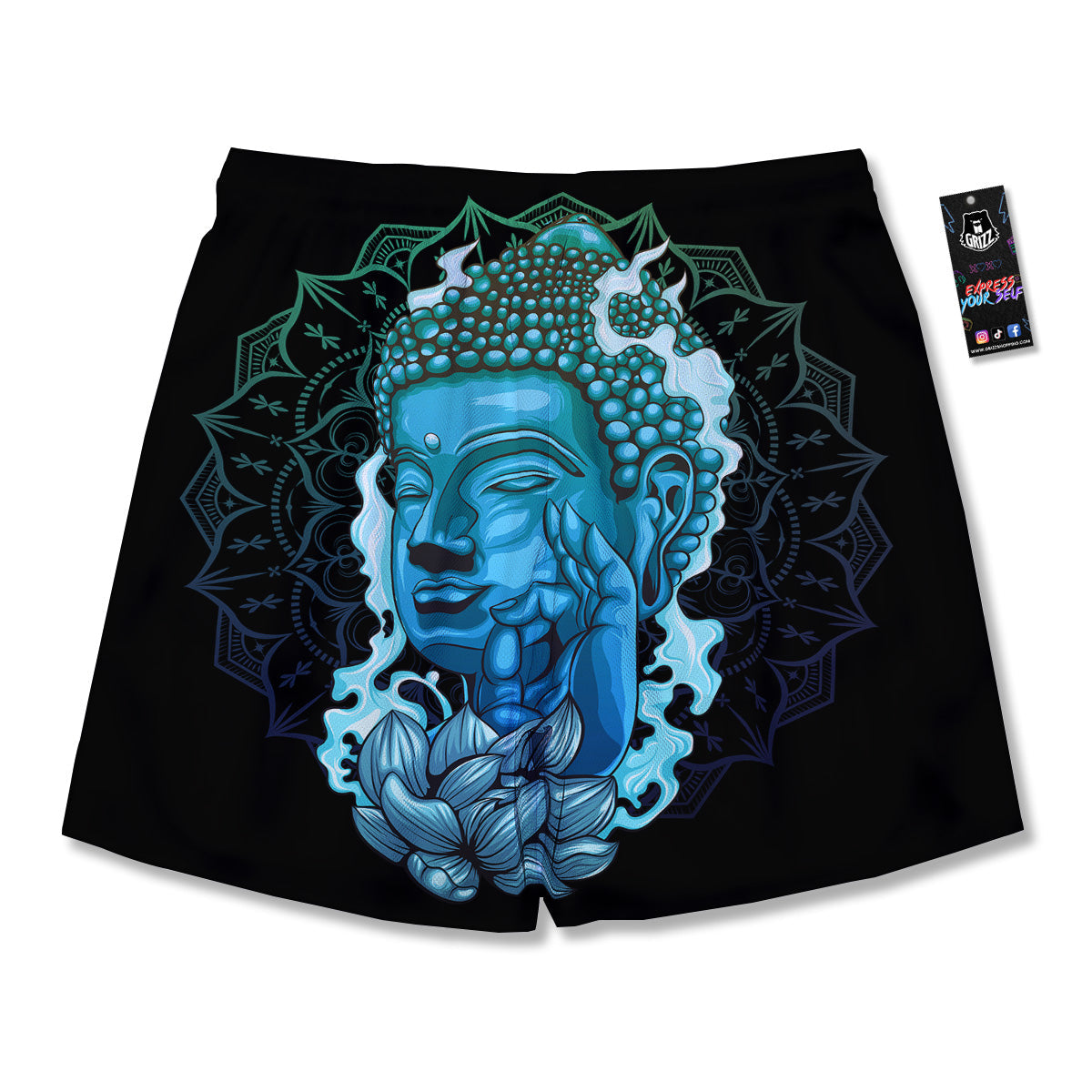 Buddha Blue Print Men's Running Shorts-grizzshop