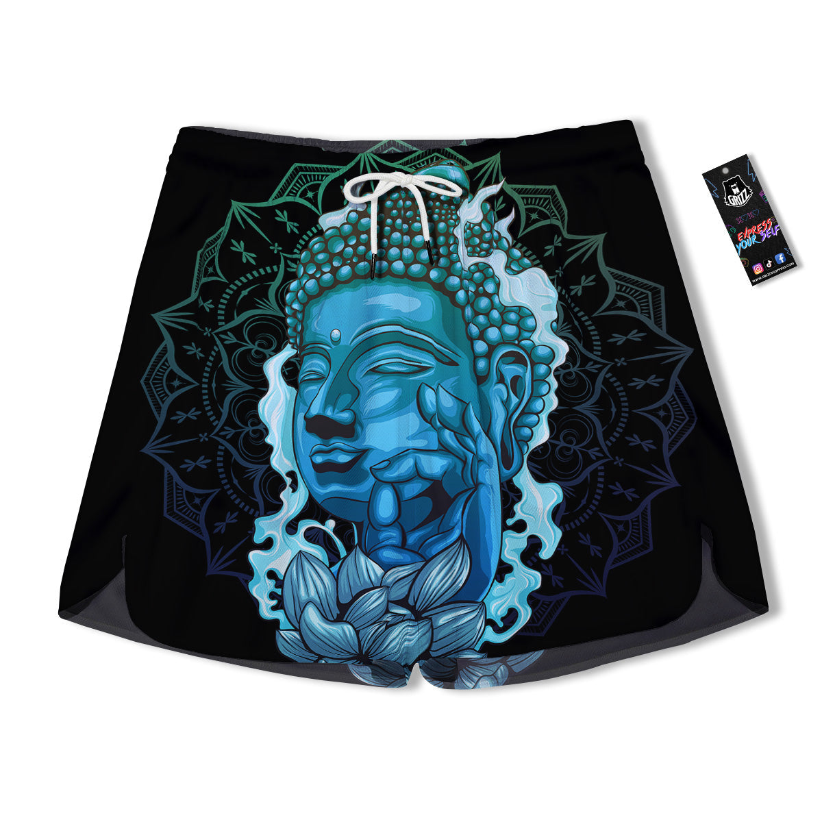 Buddha Blue Print Men's Running Shorts-grizzshop